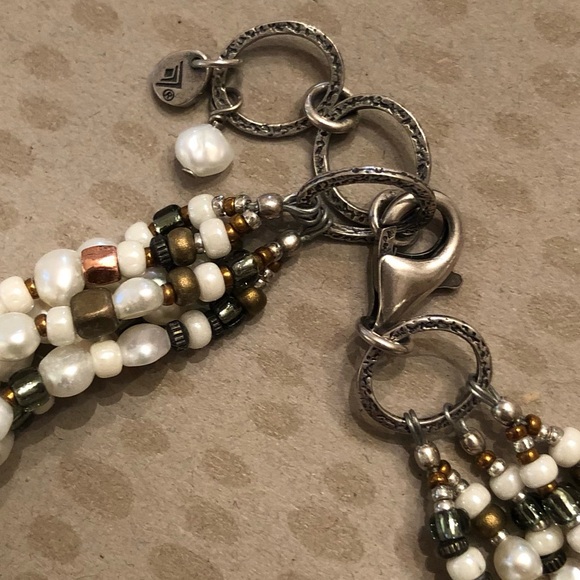 Silpada Sterling Silver Copper Brass Freshwater Pearl 5-Strand Bracelet B2188 - Picture 6 of 15